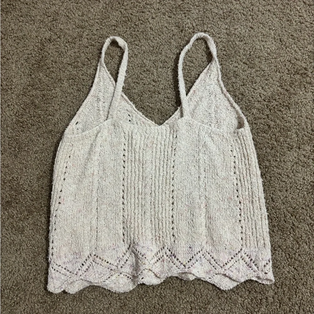 Anthropologie V-Neck Pointelle Sweater Tank ivory Size Small - Picture 6 of 6